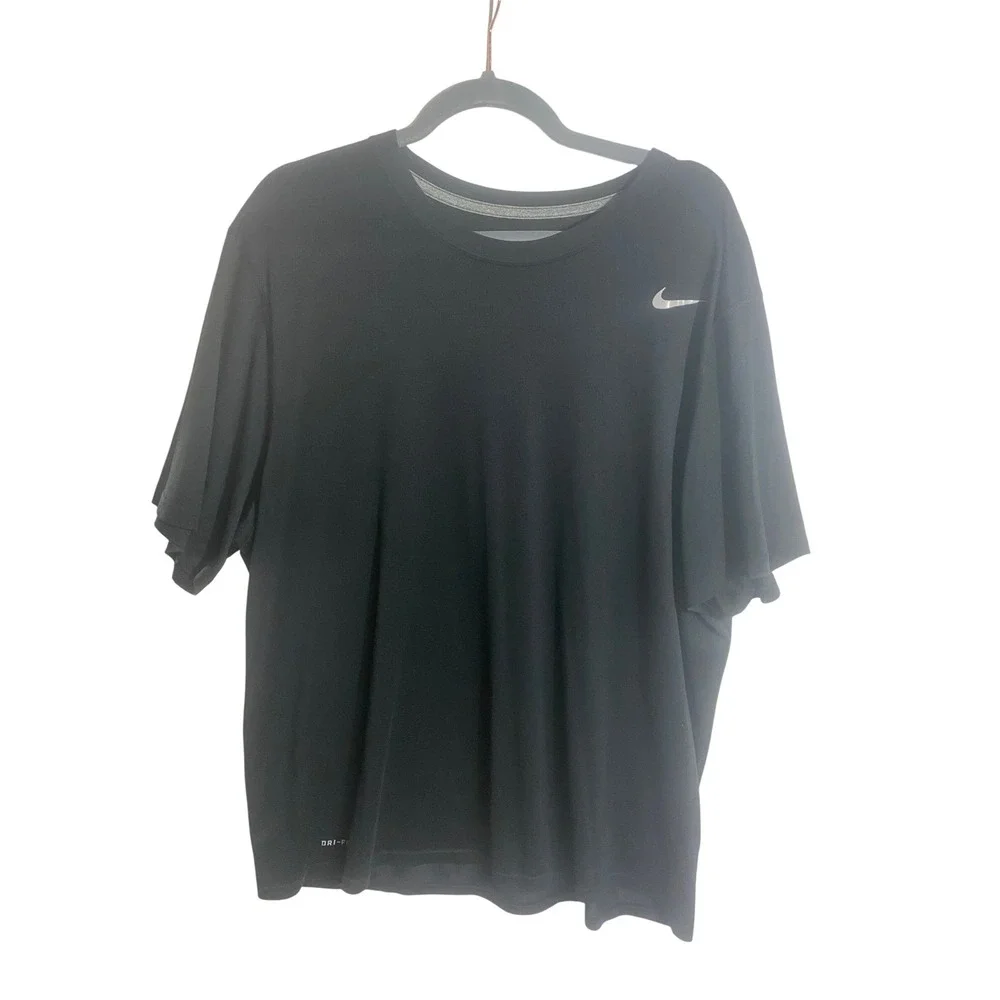 Nike Dri-FIT T-Shirt Mens XXL Black Good Short Sleeve Athletic Swoosh Logo